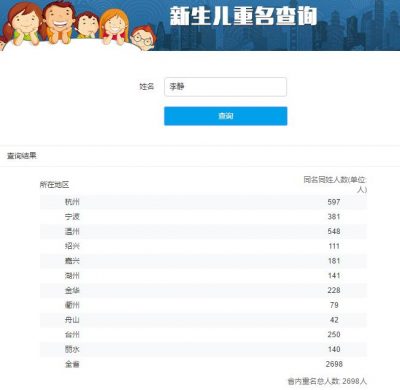 浙江新生儿重名查询工具