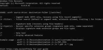 微软已删除文件恢复工具Windows File Recovery介绍及其使用方法