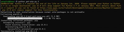 pip 升级到21.0.1 后报错 sys.stderr.write(f"ERROR: {exc}")