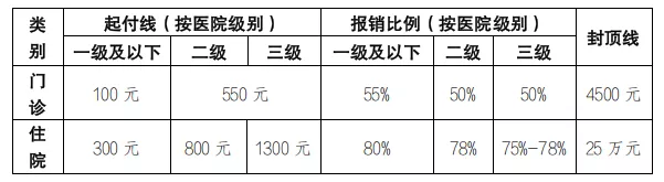 2022年城乡居民医保报销比例